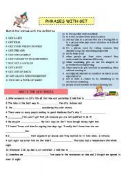 English Worksheet: Phrases with get