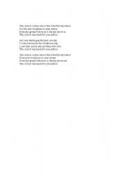 English Worksheet: This school is my school song
