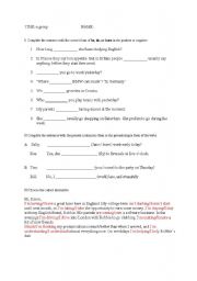 English Worksheet: Present Simple-Present Continuous grammar test