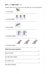 English worksheet: Is it..? / Are they...?