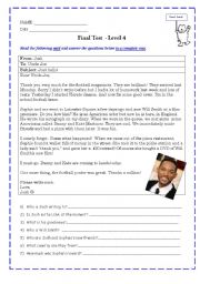 English Worksheet: TEST   -  End of year Exam (integrated)  3 PAGES