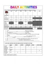 English Worksheet: DAILY SCHEDULE