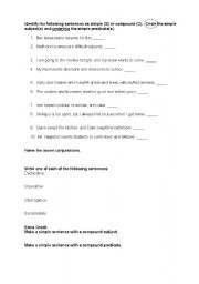 English Worksheet: Compound Sentences