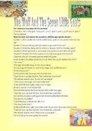 English Worksheet: The Wolf and the Seven Little Goats