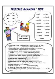 English Worksheet: Prefixes