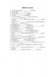 English worksheet: Infinitive or Gerund C Class