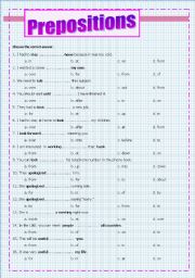 English Worksheet: Prepositions