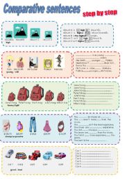 English Worksheet: comparative sentences step by step