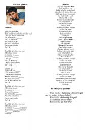 English Worksheet: Song Warmer: Enrique Iglesias - Little Girl 