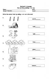 English worksheet: One and Many