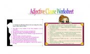 English Worksheet: adjective clause 