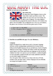 English Worksheet: QUIZ ABOUT THE U. K.