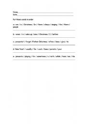 English worksheet: put these words in order