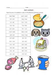 English worksheet: short a and short e vowels word list