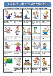 English Worksheet: PASSIVE VOICE - MIXED TENSES