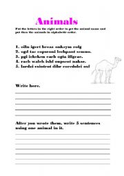 English worksheet: Animals