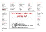 Starters and Connectives Spelling Mat