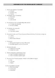 English worksheet: Canada Quiz