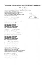 English Worksheet: Song for 25th november-