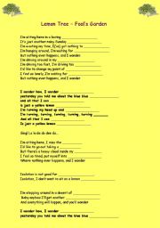 English Worksheet: Song: Lemon Tree by Fools Garden