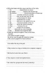 English Worksheet: THE SIMPLE PAST TENSE( 4 PAGES)