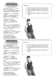English Worksheet: present perfect with Enrique Iglesias/youre my number one/