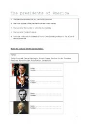 English Worksheet: The presidents of America
