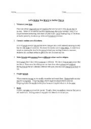 English Worksheet: Lets make the World a better place