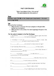 English Worksheet: past continuous