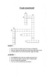 English Worksheet: Food crossword