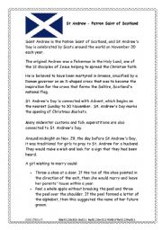 English worksheet: St Andrews Day