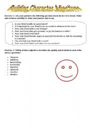 English worksheet: Building character adjectives