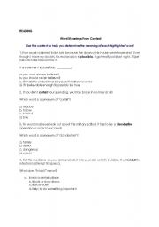 English worksheet: reading comprehension