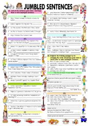 English Worksheet: JUMBLED SENTENCES WITH ANSWER KEY