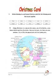 English Worksheet: Christmas Carol