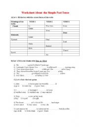 English worksheet: worksheet about simple past tense