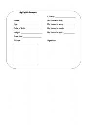 English worksheet: My English Passport