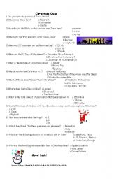 English Worksheet: Christmas Quiz