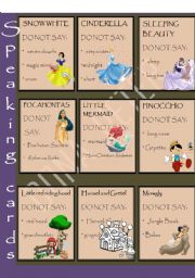 English Worksheet: Speaking cards: STORY CHARACTERS