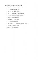 English worksheet: present simple and continuous