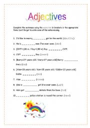 English worksheet: Adjectives