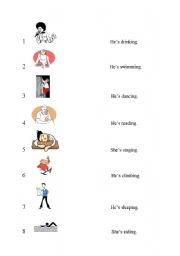 English Worksheet: matching pictures with sentences