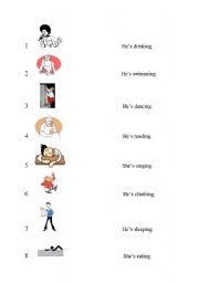 English worksheet: matching pictures with sentences