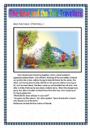 English Worksheet: THE BEAR AND THE TWO TRAVELLERS