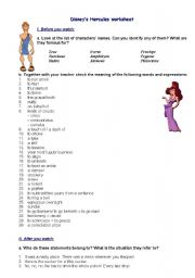 Hercules Disney worksheet