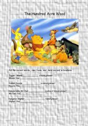 English worksheet: The hundred acre wood