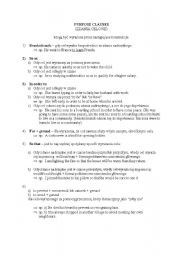 English worksheet: Purpose clauses