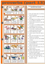 English Worksheet: PROVERBS - PART 13