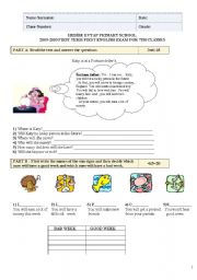 English Worksheet: 7th grade exam