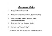 English Worksheet: Kindergarten Classroom Rules
